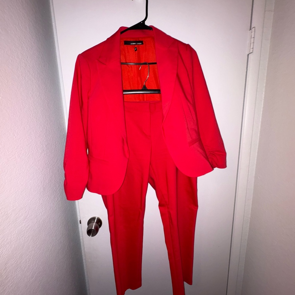 Amanda & Chelsea Bold Red Blazer and dress pants